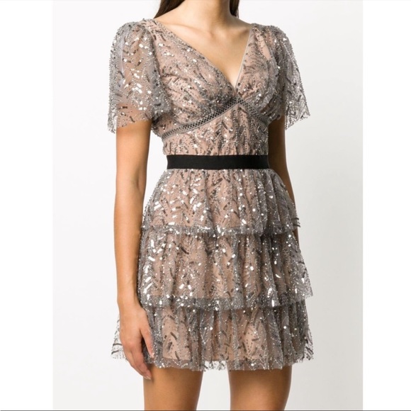 grey leaf sequin mini dress Self-Portrait | Dresses | Nwt Luxury satin maxi dress